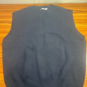 Zara Men's Dark Blue V-Neck Sweater Vest